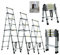 Collapsible Telescoping Ladder Telescopic Ladders EN131 A Frame Extension Aluminum Step Ladder Adjustable Folding Ladder with Non-Slip Rubber Feet, 150kg/330lbs Load, 2M+2.3M/6.6FT+7.5FT, 6+7 Steps