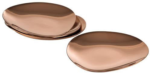 APS PEBBLES 40794 - Set di 4 piatti in acciaio INOX rivestito in PVD, 9 x 9 cm, altezza 1 cm, effetto rame