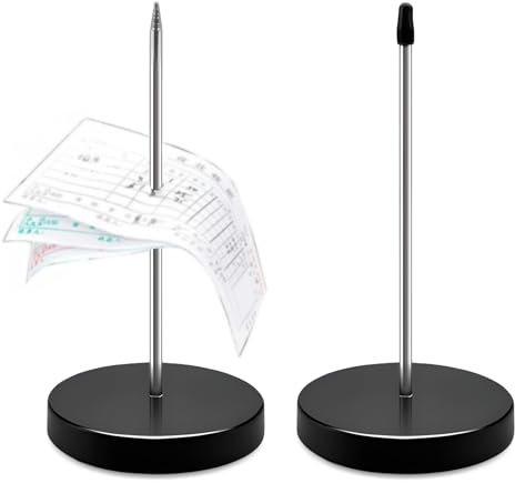 Alethron Zettelspießer, 2 Stück Zettelhalter Bonspießer Edelstahl Kassenbon Halter Papierspikehalter Notizspikes mit Rundfuß für kassenbon kassenzettel aufbewahrung Bars Büros 14 cm Schwarz