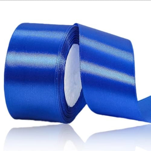 ASALZBOAY Geschenkband Blau 50 mm Breit,23 Meter Satinbänder Royalblau Stoff Schleifenband Kunsthandwerk,Hochzeitsdekoration, Weihnachten, Haarbögen, Blumensträuße, Geburtstag und Geschenkverpackung