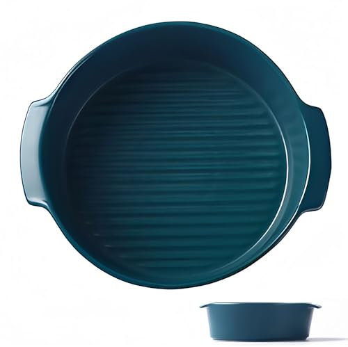 Dowbom Keramik-Backformen für Ofen, rund, 800 ml, Auflaufform für Ofen, 17,8 cm, Keramik-Backformen (Grün-B, 800 ml)