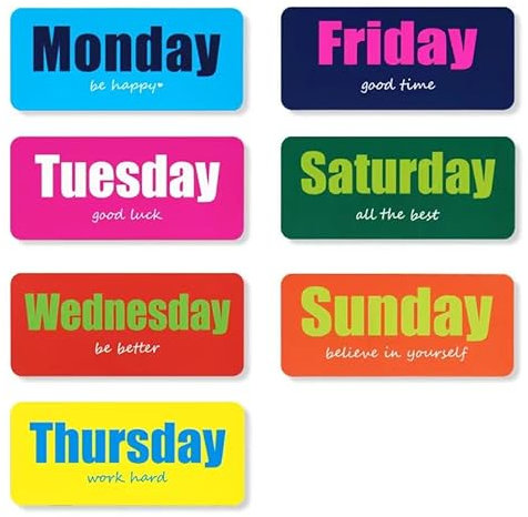 Days of The Week Magnets, Magnetic Week Labels with Encouragement Quote,Colorful Inspirational Magnets,Cute Decorative Magnets for School Home Locker Whiteboard (7 Pieces)