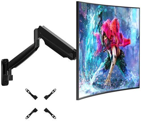 Supporto monitor muro per monitor da 17 a 45 pollici – Con kit di estensione VESA, braccio regolabile in altezza per PC e TV fino a 15 kg, compatibile con VESA 75/100/200 mm