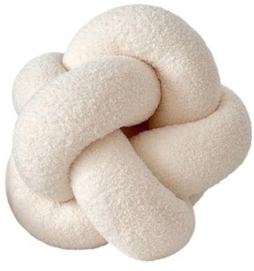 champracer Geknotetes Kissen - Rundes Wurfkissen, Sofa Geknotetes Kissen, Plüsch Geknotetes Kissen, Plüsch Rundes Geknotetes Kissen, Heimdekoration, Sofa Dekoration (weiß,30 cm)