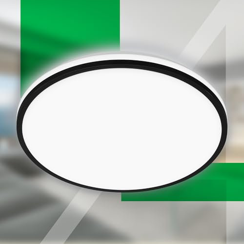 BRILONER - LED Deckenleuchte Effizienzklasse A, Deckenlampe effizient mit 8,5W bei 1800lm, ca. 50.000h Licht, indirektes Licht, Lampe, Wohnzimmerlampe, LED Panel, Küchenlampe, 33 cm, Schwarz