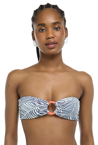 EIDON Damen Aria Bandeau Top Swimsuit with Ring Detail and Sash Tie Back Bikini, Desert Island, Medium