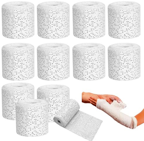 LYPPUL Babybauch Gipsbinden, 12 Rollen Gips Abdruck Binden, Gipsbinden Set, Babybauch Gipsabdruck 5cm*270cm für Baby Bauch Verband Gipsabdruck Gipsbinde zum Basteln Modellbau schnelltrocknend
