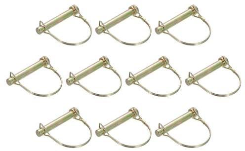 QUARKZMAN 10 Stück Rohrklappsplinte 12x70mm Splinte Rohre 1/2 x 2-3/4 Bolzen mit Ring, Anhängerstifte Runde Bolzen für Boot Kajak Anhänger Traktor Wagen, Golden