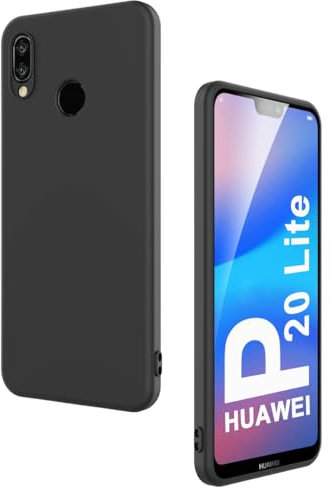 Ruayia für Huawei P20 Lite Hülle Slikon Case, Handyhülle für Huawei P20 Lite Dünne Weichem Flex TPU Bumper Stoßfest Kratzfest Anti-Rutsch Anti-Fingerabdruck Schutzhülle - Schwarz