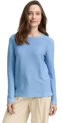 TOM TAILOR Damen Strickpullover aus Bio-Baumwolle Pullover, 34587-light Fjord Blue, L