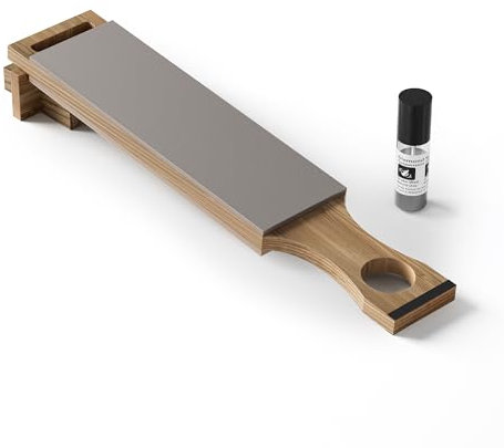 Cheefarcuut leather strop kit,double sided genuine cowhide with diamond polishing compounds,Knife Sharpening Strop,Knife Stropping Block 15.7''x3.1''