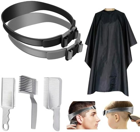 6 Stück Haarschneide Hilfe, Haarschneidekamm Barber Kamm, Verstellbare Haarschneide Schablone, Gebogenes Silikon Haarschnittband Geeignet mit Frisierumhang für Männer Schneiden, Selbsthaarschnitte