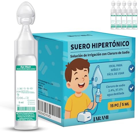 JARAMI - Suero Hipertónico para Nebulizador - Solucion Salina Hipertonica 3% de Larga Duración - Uso Rapido y Facil en Nebulizador para Bebe.