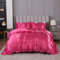Herside Satin Ruffled Bedding Set Girls Rose Duvet Cover Set Double Luxury Silky Satin Quilt Cover Ruffled Fringe Vintage Boho Bedding Sets(Rose, UK Double)