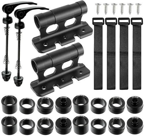 Car Bike Racks Bike Fork Mount, Set of 2 Bicycle Fork Mount Truck Block | 16 Removable Fittings M5x100mm, M12x100mm, M15x100mm, M15x110mm (Black,2-pack)