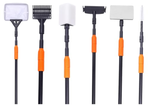 Asyduey Aquarium Cleaning Tools Kit Aquarium Clamp Set Fish Tank Net Gravel Rake Algae Scraper Fork Sponge Brush Glass-Cleaner