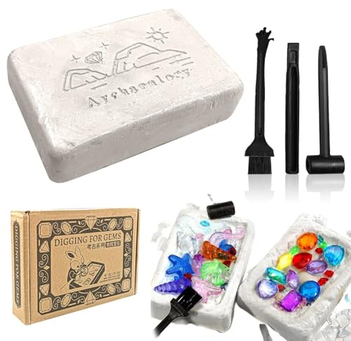 Weihnachts Ausgrabungsset für Kinder, Edelsteine Ausgrabungsset, Künstliche Fossilien und Edelstein Ausgrabung für 6 7 8 9 Jahre Jungen Mädchen Geburtstag Geschenke