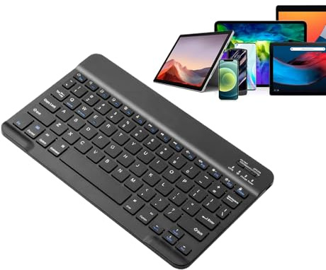 Wireless Keyboard for PC - Slim Ergonomic bluetoth, Quiet Rechargeable | Handheld Keypad, Compact Cordless Computer Smartphone Tablet Laptop Desktop | with Stable Connection Office Home School Trave