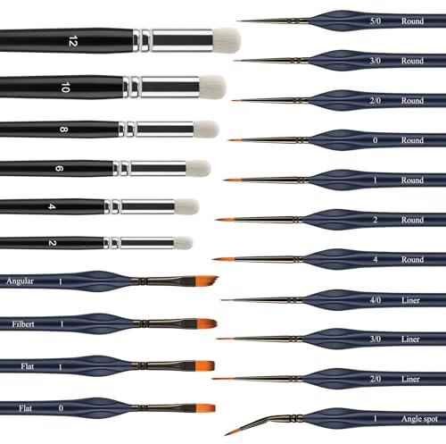 Fantasyon 22Pcs Model Paint Brushes Set, Miniature Drybrush | Detail brushes for acrylic & fine art, mini drybrush set for model painting, professional artist kit