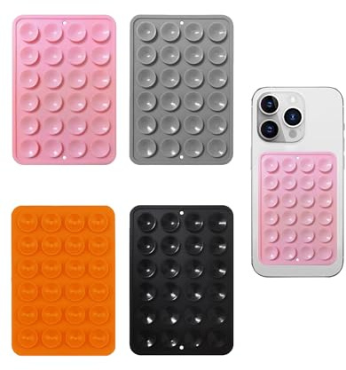 LOZTBUE 4 pezzi supporti a ventosa per telefono, custodia a ventosa, supporto per telefono a ventosa, ventosa per telefono(Nero/Arancione/Rosa/Grigio)