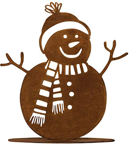 Rostikal | Rost Schneemann Weihnachtsdeko Garten Winterdeko draußen | 15 cm hoch