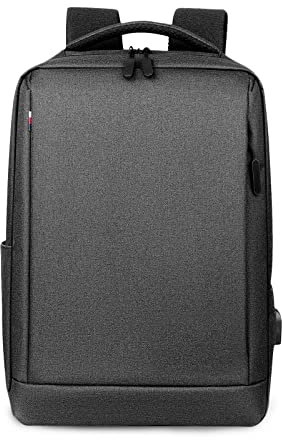 FANDARE Mochila para Portatil Mochila Universidad Mochila Portatil Hombre Bolsas Escolares con Puerto de Carga USB Mochila para 15.6 Pulgadas Polyester Multiusos Impermeable Mochilas Gris Oscuro A