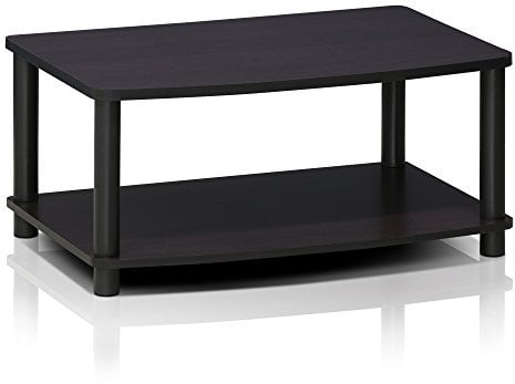 Furinno Turn-N-Tube ohne Werkzeug 2-stufiger erhöhter TV-Ständer, Dunkler Walnuss, 40.13 x 60.45 x 27.94 cm