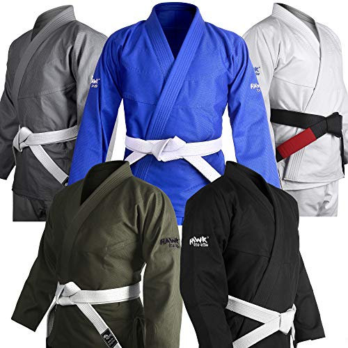 Hawk Sports Brazilian Jiu Jitsu Gi für Damen und Herren mit Jacke, Hose und weißem Gürtel für Kampfsporttraining