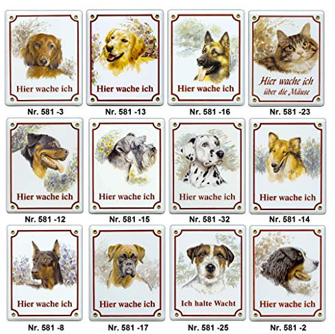 Hundeschilder-aus echtem Emaille-Schild-210 x 148 mm-Hund-Türschilder-Hunde-Tiere-Email-Hinweisschild-Warnschild (581-17 -Boxer)