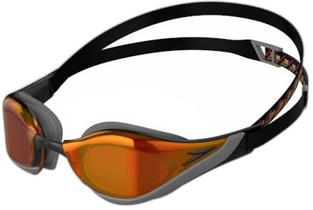 Speedo Unisex Erwachsene Fastskin Pure Focus Schwimmbrille | Wettkampfbrille | Anti-Beschlag | Wasserdicht Schwimmbrille, Schwarz/Orangegold, Einheitsgröße