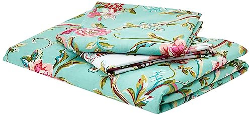 furn. Vintage Chinoiserie Duvet Cover and Pillowcase Set – Floral Exotic Bird Reversible Bedding (Jade – Double)