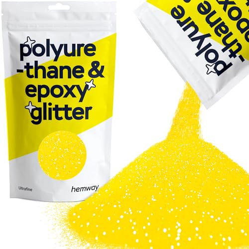 Hemway Polyurethane & Epoxy Glitter - Fluorescent Yellow | 100g Ultrafine Metallic Flake Sequins for Resin Crafts | Craft Supplies for Tumblers, Candles, Coasters, Glass & Floor Art Decoration