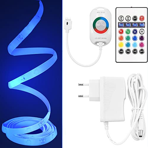 LED Bewegungsmelder Bettbeleuchtung mit Fernbedienung, 1.5 m Länge Bettlicht mit Timer und Dimmer, Farbwechsel Lichtband Selbstklebend Bewegungsmelder Steckdose