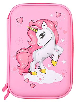 jiuzcare Federmäppchen Mädchen Einhorn Rosa, Eva Hartschale Mäppchen Groß, Stifteetui mit Reißverschluss, Pencil Case für Kinder Schule, Schreibwaren Organizer, Schulbedarf, Zuhause, Back to School