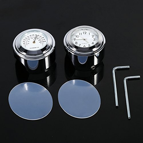 Yctze 7/8 1 Motorrad Lenkerhalterung Zifferblatt Uhr & Thermometer Temperatur Weiß für motorrad-uhren motorrad lenker uhren motorrad lenkrad uhr duokon 7/8 motorrad uhr uhr und thermometer für motor