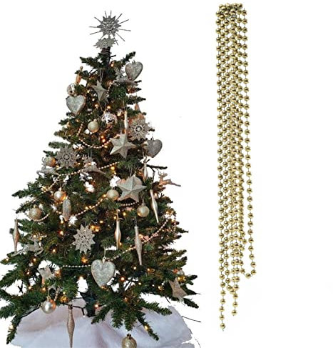 3m Bead Garland Luxury Christmas Tree & Room Decoration 8mm Bead 3m Chain (Champagne (Gold))