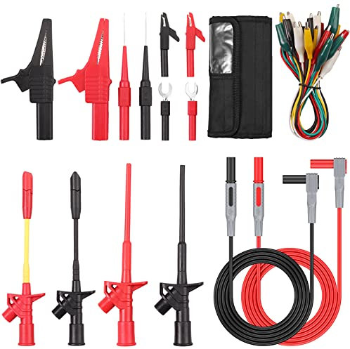 Neoteck 20pz Kit di Puntali per Multimetro Conduttori di Prova Elettronici con Custodia a Coccodrillo Set di Punte per Multimetro Digitale DMM e Pinza Amperometrica