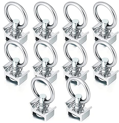 Single Stud Fitting, 10 Stück Single Stud Fitting L-Schiene mit Edelstahl-Rundring Aluminium Keeper Cargo Control für Airline Track Logistic Installation