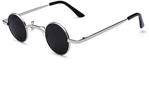 besbomig Steampunk Herren Damen Retro Sonnenbrille Runde - Hippie Klein Rave Brille 70er 80er 90er Jahre Accessoires Partybrille Fasching Karneval Ovale Hip Hop Lustige Brillen