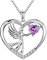 YL Engel Kette 925 Sterling Silber Februar Geburtsstein Amethyst Schutzengel Flügel Anhänger Halskette für Damen, Kette 45 + 3CM