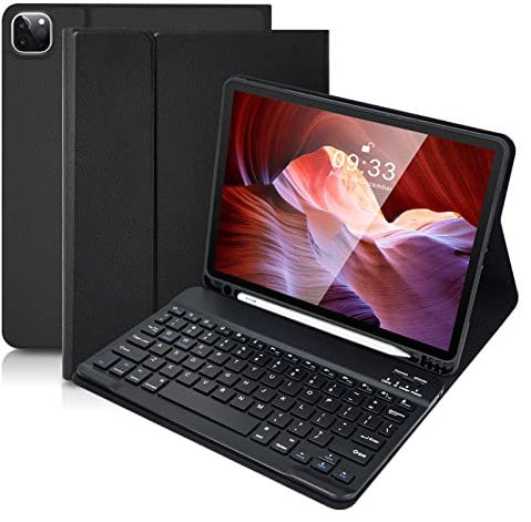 SOPPY Bluetooth Keyboard Case for iPad Air 11-inch (M3 2025 / M2 2024) & Air 4th/5th Gen & iPad Pro 11 inch (1st/2nd/3rd/4th Gen), Detachable Keyboard Cover, with Built-in Pencil Slot, Black