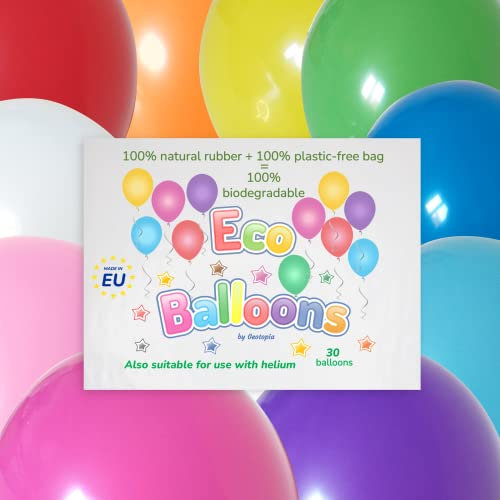 Große Luftballons – Regenbogen (30 Stück) – 30,5 cm Luftballons in 10 leuchtenden Farben – geeignet für Luftpumpe oder Helium – biologisch abbaubarer Naturkautschuk – handverpackt in 100%