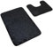 DIVCHI Non Slip Bath Mat Set - 2 Piece Thickened Bathroom Mat Set - Extra Absorbent 100% Memory Foam Bath Mat (80 x 50cm) and Pedestal Toilet Mat (50 x 40cm U Shape) (Black)