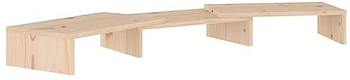 vidaXL Solid Wood Pine Monitor Stand Wooden Screen Riser Desk Cabinet Display Shelf Desktop Laptop Stand Monitor Table Display Riser
