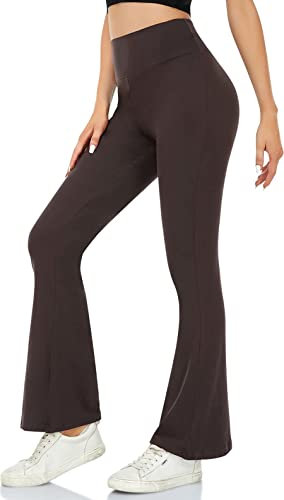 ACTINPUT Yogahose Damen Schlaghose Blickdicht Flared Leggings Bootleg Sporthose Bootcut Jogginghose Fitnesshose Jazzpants(Braun,XL)