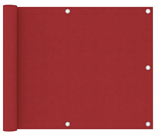 WIFESE Brise-vue pour balcon - 75 x 500 cm - Avec œillets - Protection UV - Protection contre le vent - Imperméable - Avec cordon - Tissu Oxford rouge