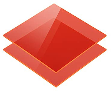 Acrylglas Zuschnitte leuchtend farbig, Fluoreszierend, GS Platte, 3 mm stark, vielfältig verwendbar, INNEN & AUßEN, bruchfestes Marken Acrylglas für Lichtobjekte (Orange Fluoreszierend, 10 x 20cm)