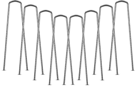 Gartenheringe 10 robuste verzinkte Stahl-Erdspieße 15,2 cm U-Form Trapezkopf Metall Unkrautmembran Heringe Blech Rasen Fake Kunstrasen Stifte Klammerhaken Spike Anker Zaunnetz Landschaftsbau
