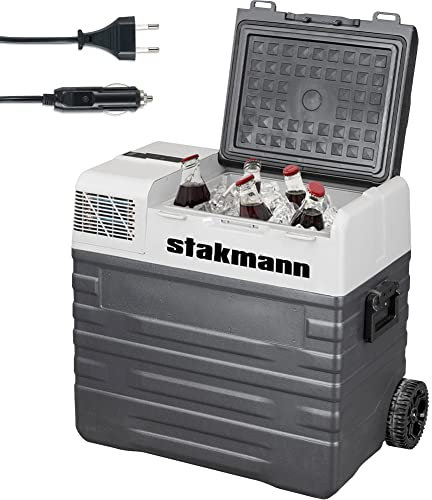 STAKMANN Frigorifero portatile con Compressore 12V 220V, Frigo Congelatore con Ruote, AC-DC 12/24 V, ideale per Auto, Camper, Barca, Viaggi, Picnic, Maniglia Ergonomica e Manici Laterali (62 Litri)