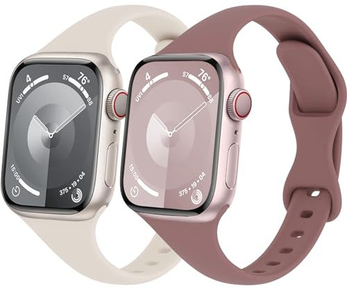 Cinturino per Apple Watch 44mm 45mm 42mm 46mm Ultra/2 49mm,Cinturini iWatch 40mm 41mm 38mm Uomini/Donne,Cinturino Sport Silicone Sottile E Morbido per Apple Watch Serie 10 9 8 7 6 5 4 3 SE 1/2,2PCS